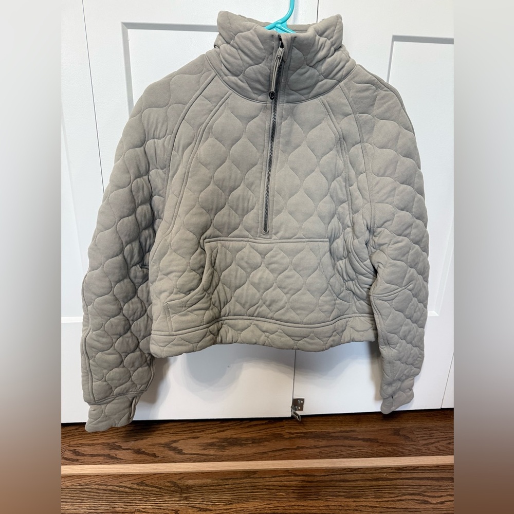 lululemon athletica Quilted Half-Zip Pullover Jacket in Light Gray